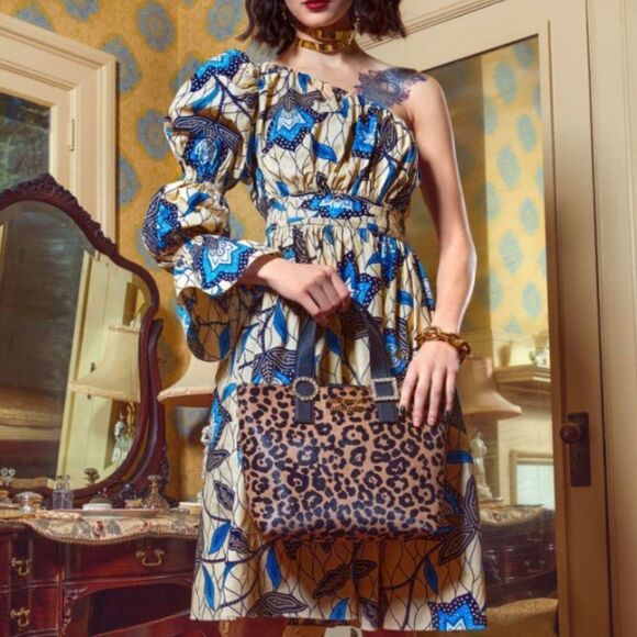 Autumn Adeigbo Trixie Asymmetric Printed Cotton Knee-Length Dress - Picture 3 of 5